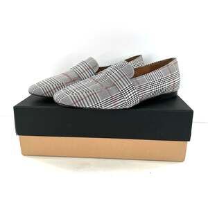 Halogen women’s fabric black and white plaid loafers shoes